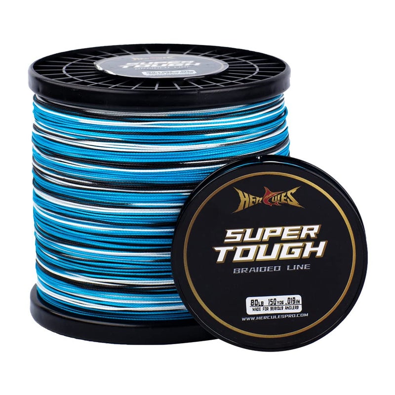 HERCULES Super Tough Braided Fishing Line 10 pounds Test Blue Camo 10LB (300 Yards) - 4 Strands - Image 1